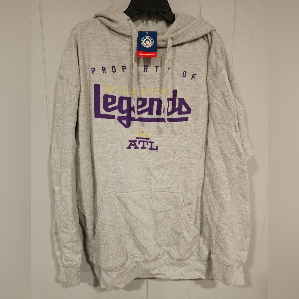 GIII Sports Atlanta Legends AAF Gray Hooded Sweatshirt Size XL Pouch Pocket NWT
